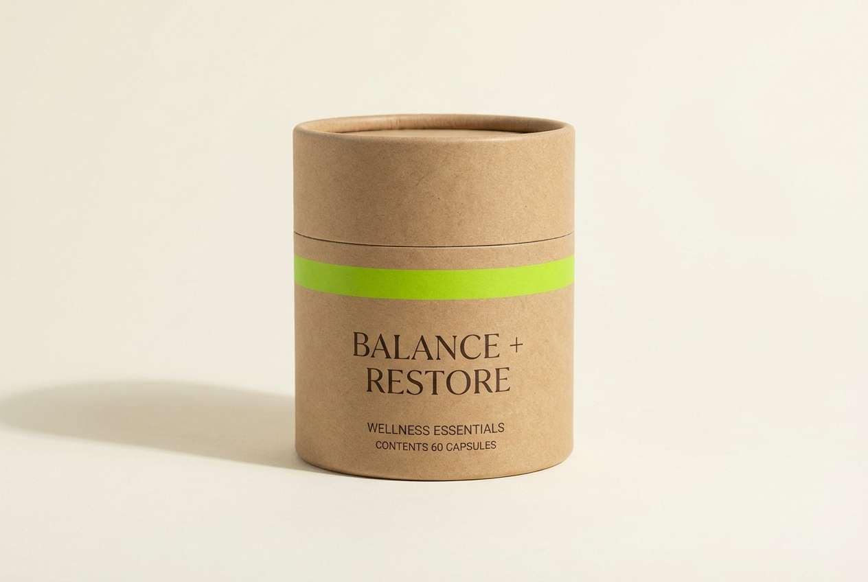 wellness label with lime accent