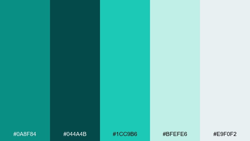 alpine lake deep green turquoise color palette with hex codes