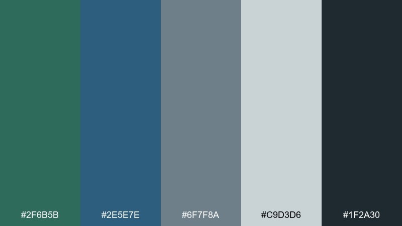 alpine slate green blue gray color palette with hex codes