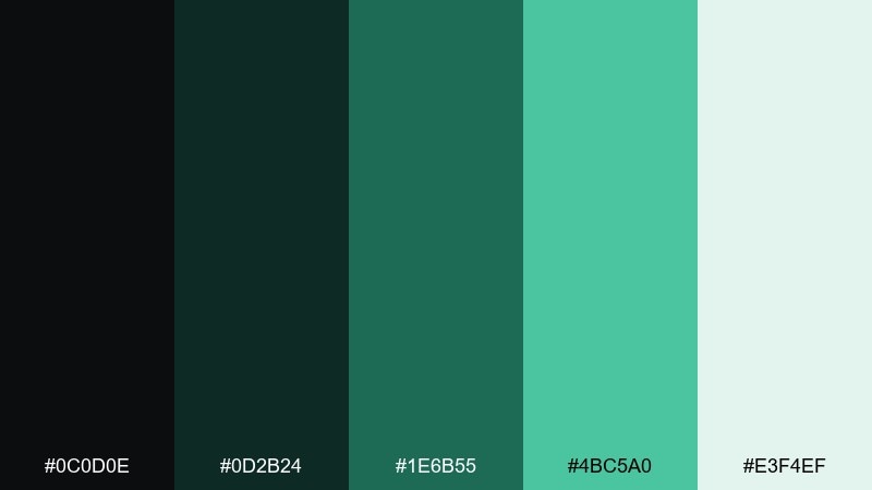 alpine spruce color palette with hex codes