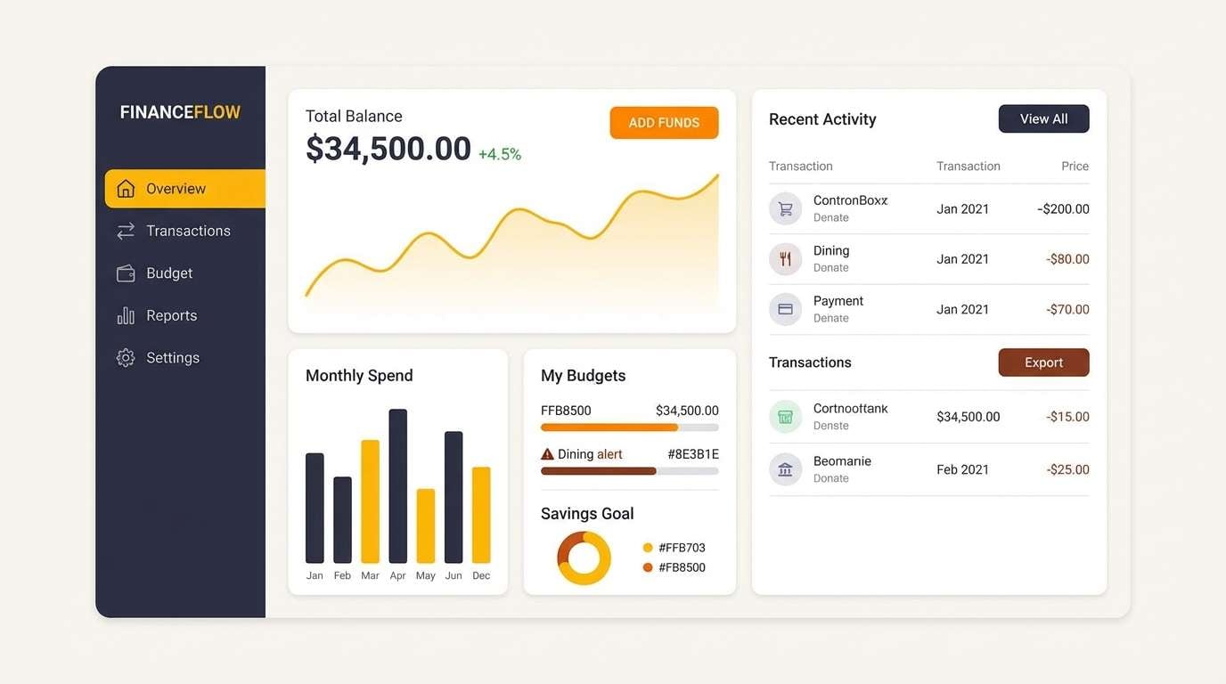 finance dashboard ui mockup