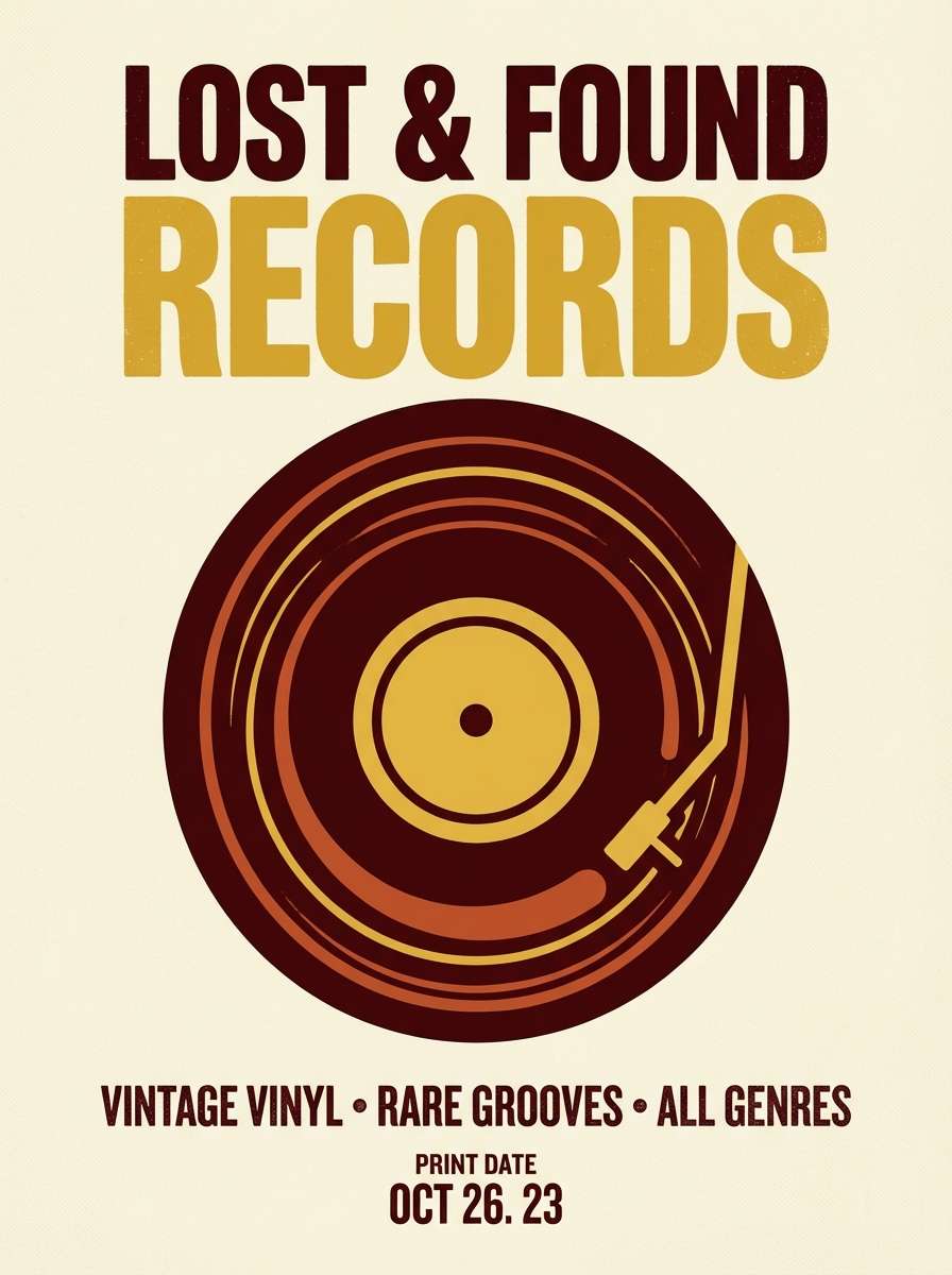 retro record store poster