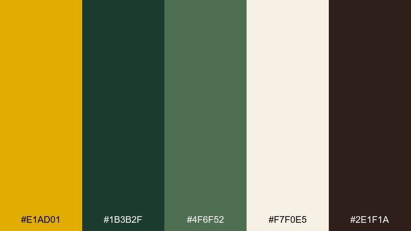 amber forest goldenrod color palette with hex codes