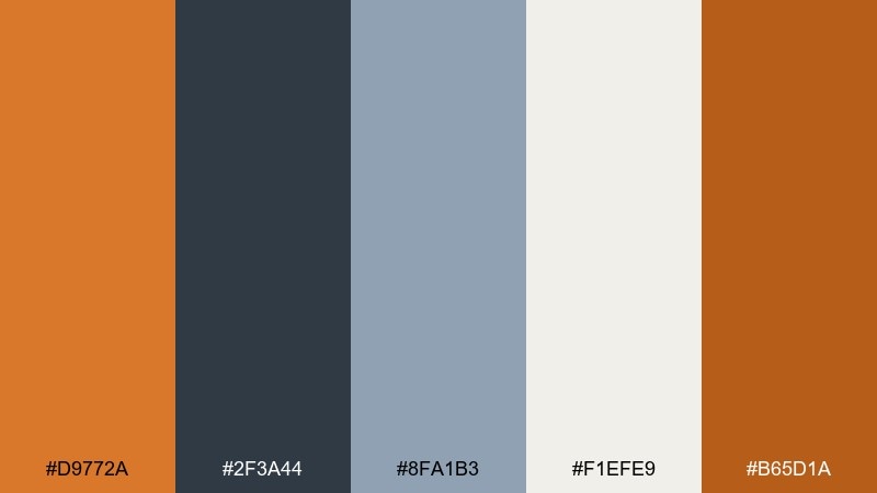 amber slate dark tangerine color palette with hex codes