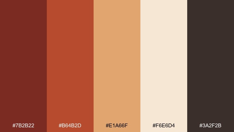 amber spice burnt umber color palette with hex codes