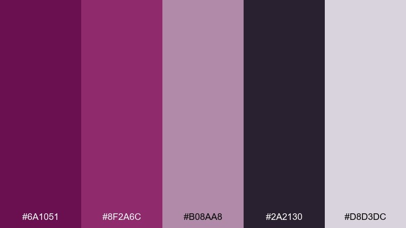 amethyst dusk dark magenta color palette with hex codes