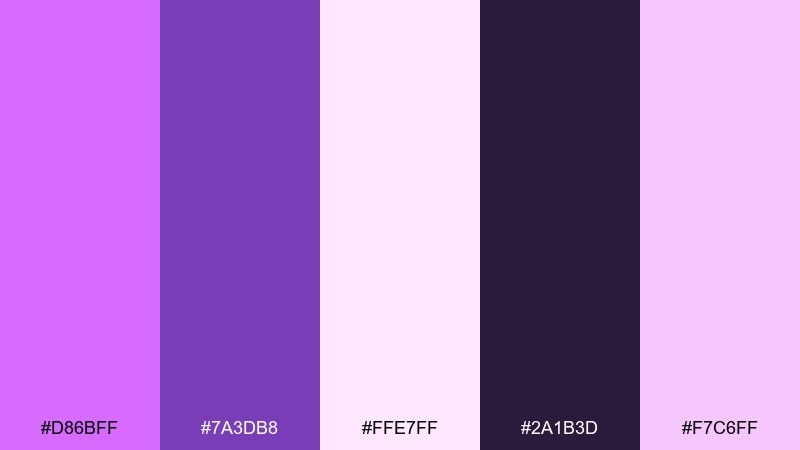 amethyst glow heliotrope color palette with hex codes