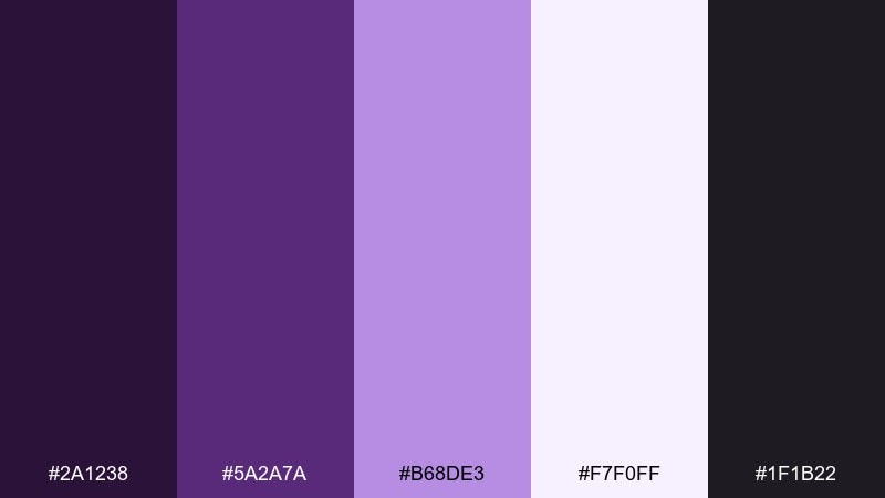 amethyst martini glamorous color palette with hex codes