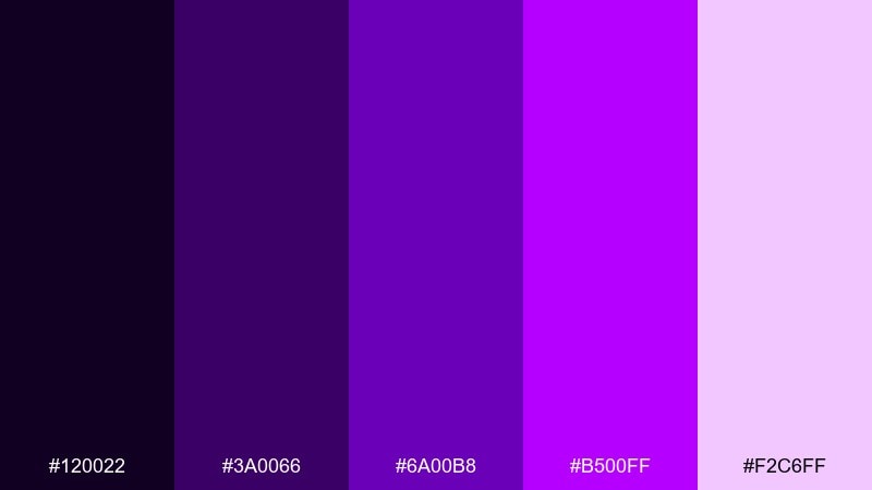 amethyst neon violet color palette with hex codes