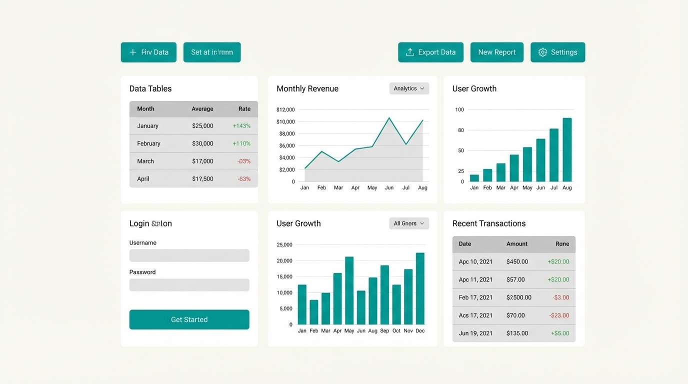 teal gray analytics dashboard