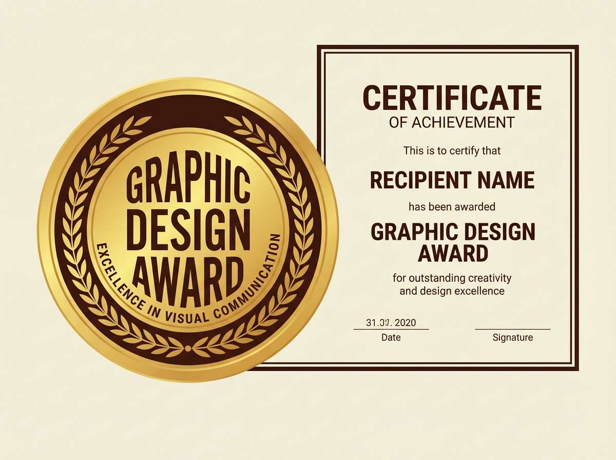 award badge in gold tones