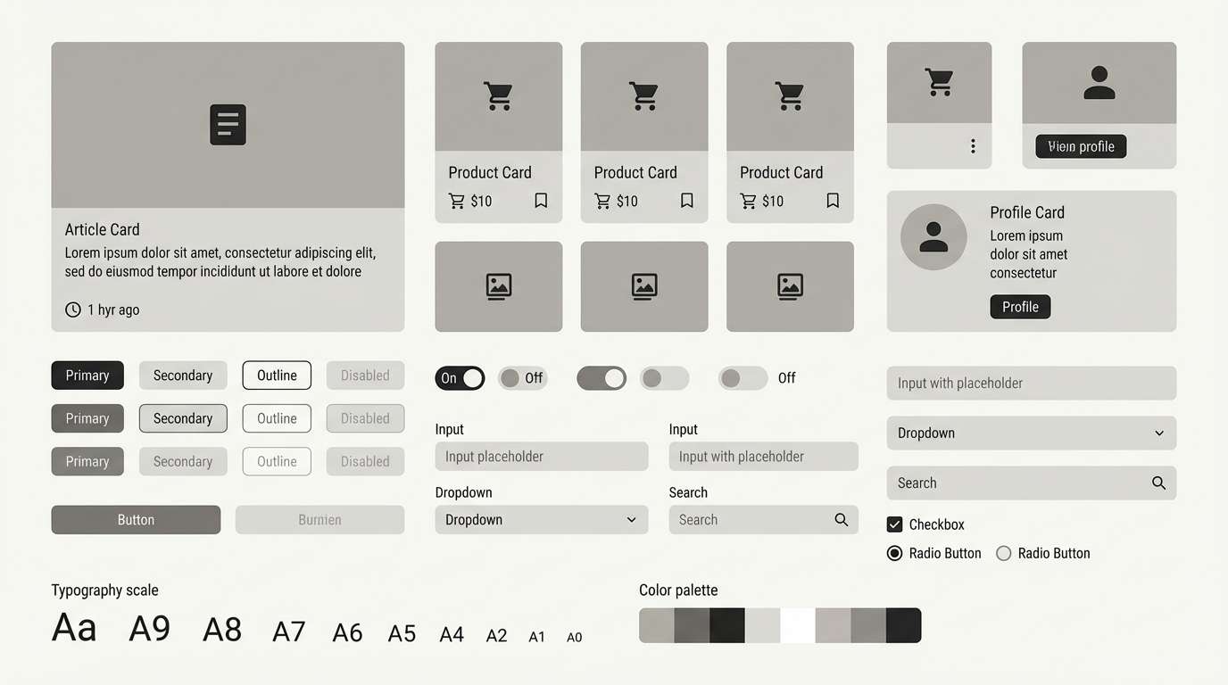 ui kit in stone grays