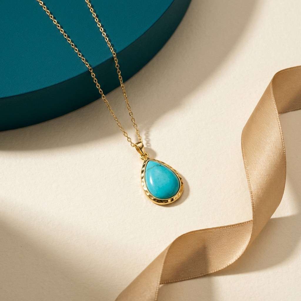jewelry ad in turquoise tones