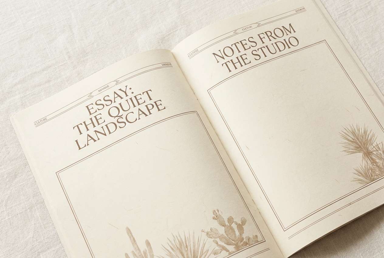 editorial spread in papyrus neutrals