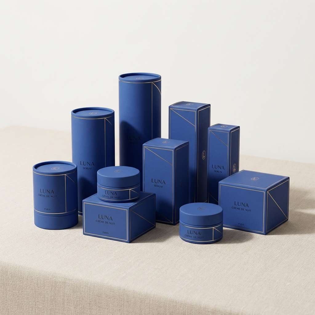 luxury packaging in lapis and gold