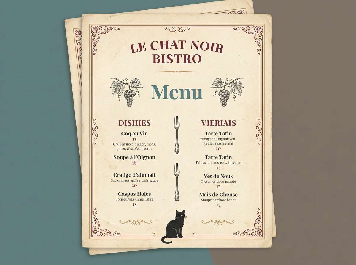 vintage restaurant menu