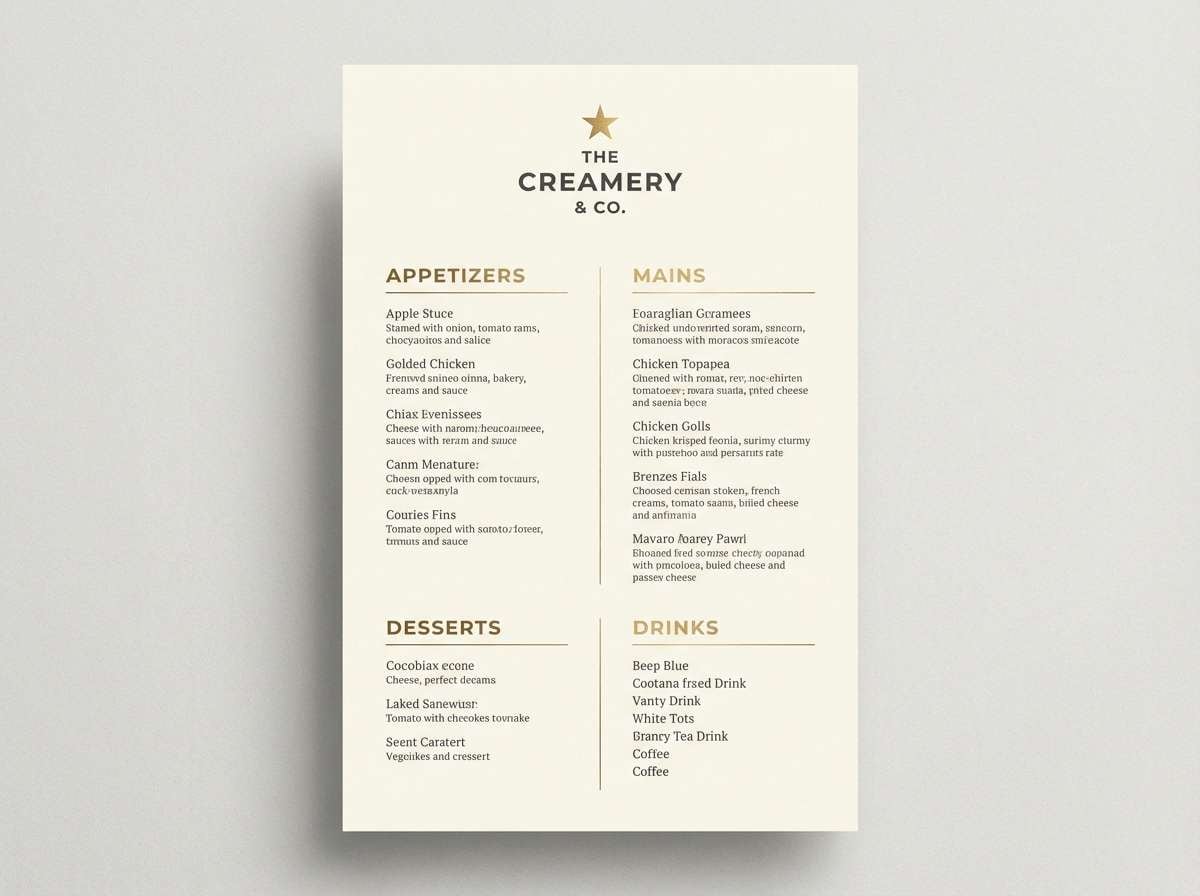 minimal restaurant menu