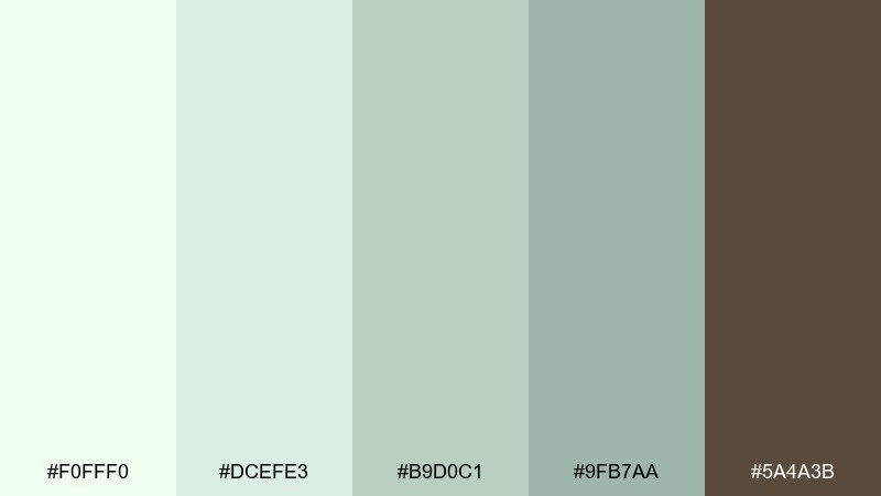 antique celadon honeydew color palette with hex codes