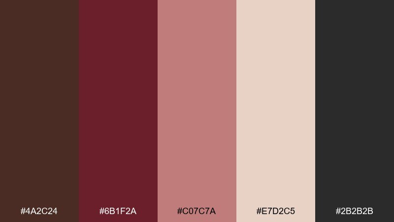 antique leather and rose color palette with hex codes