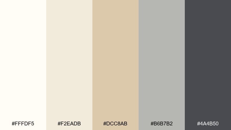 antique pearl script color palette with hex codes