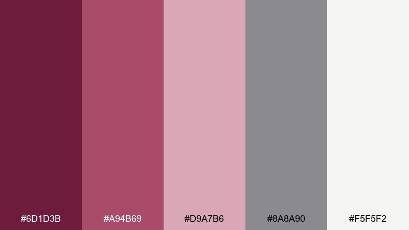 antique pink neutrals dark pink color palette with hex codes