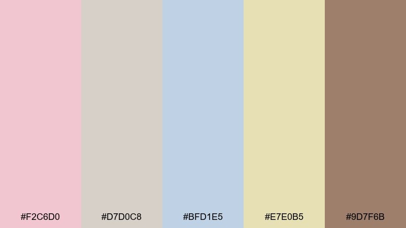 antique ribbon rococo color palette with hex codes