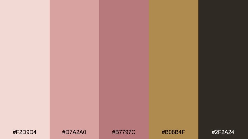 antique rose and brass rose color palette with hex codes