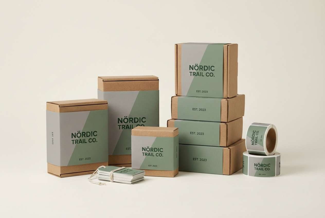 outdoor packaging in moss greens