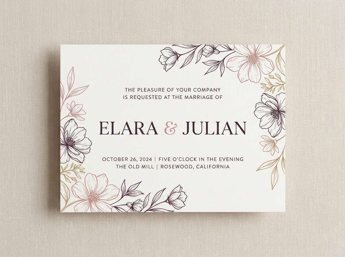 blush wedding invitation layout