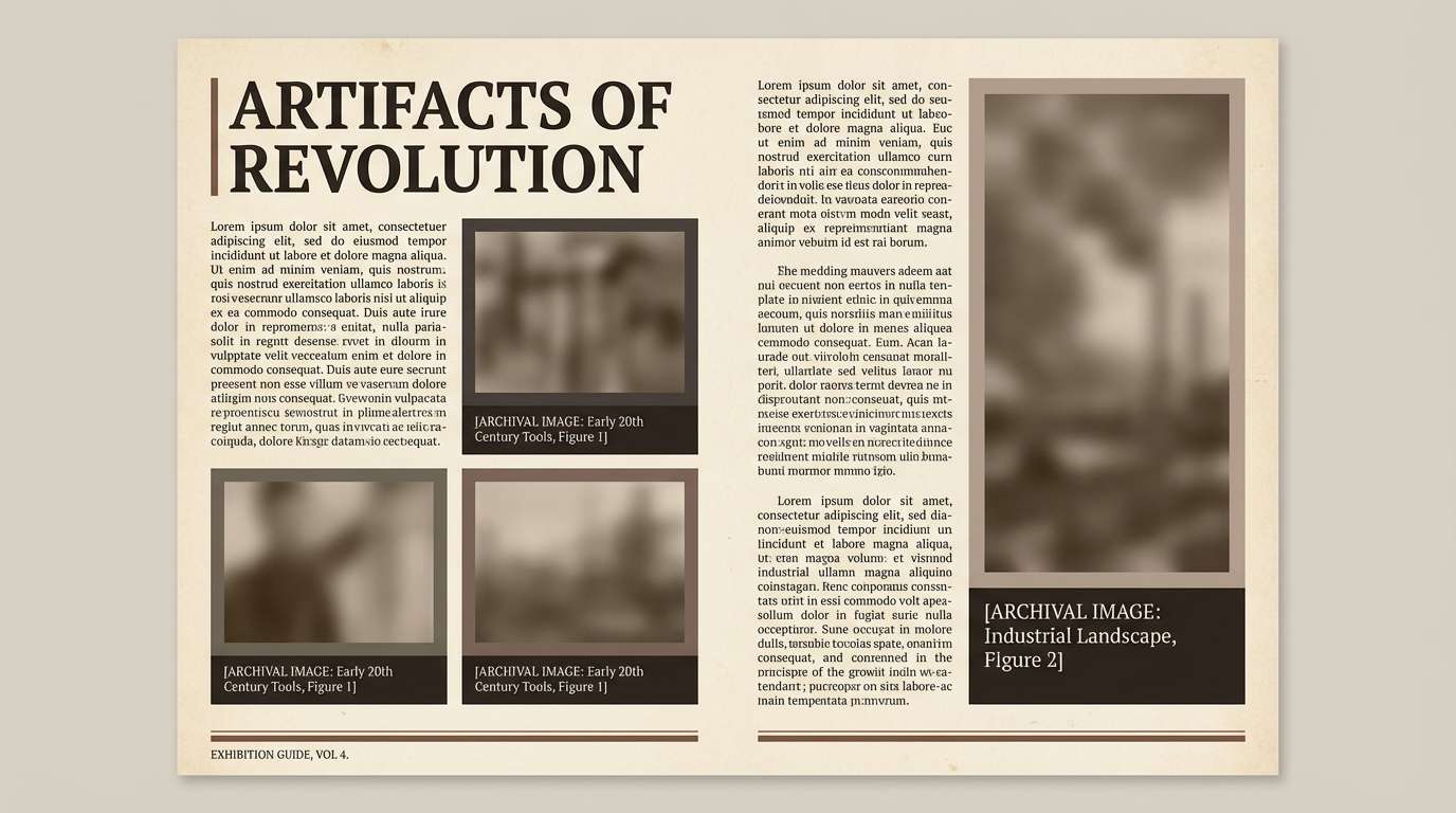 archival editorial spread layout