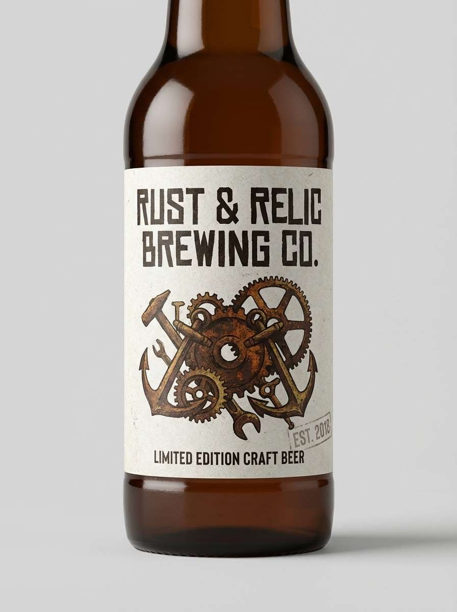 rusted beer can label