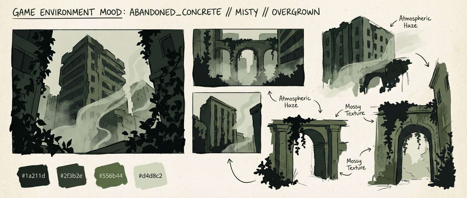 overgrown ruins mood board
