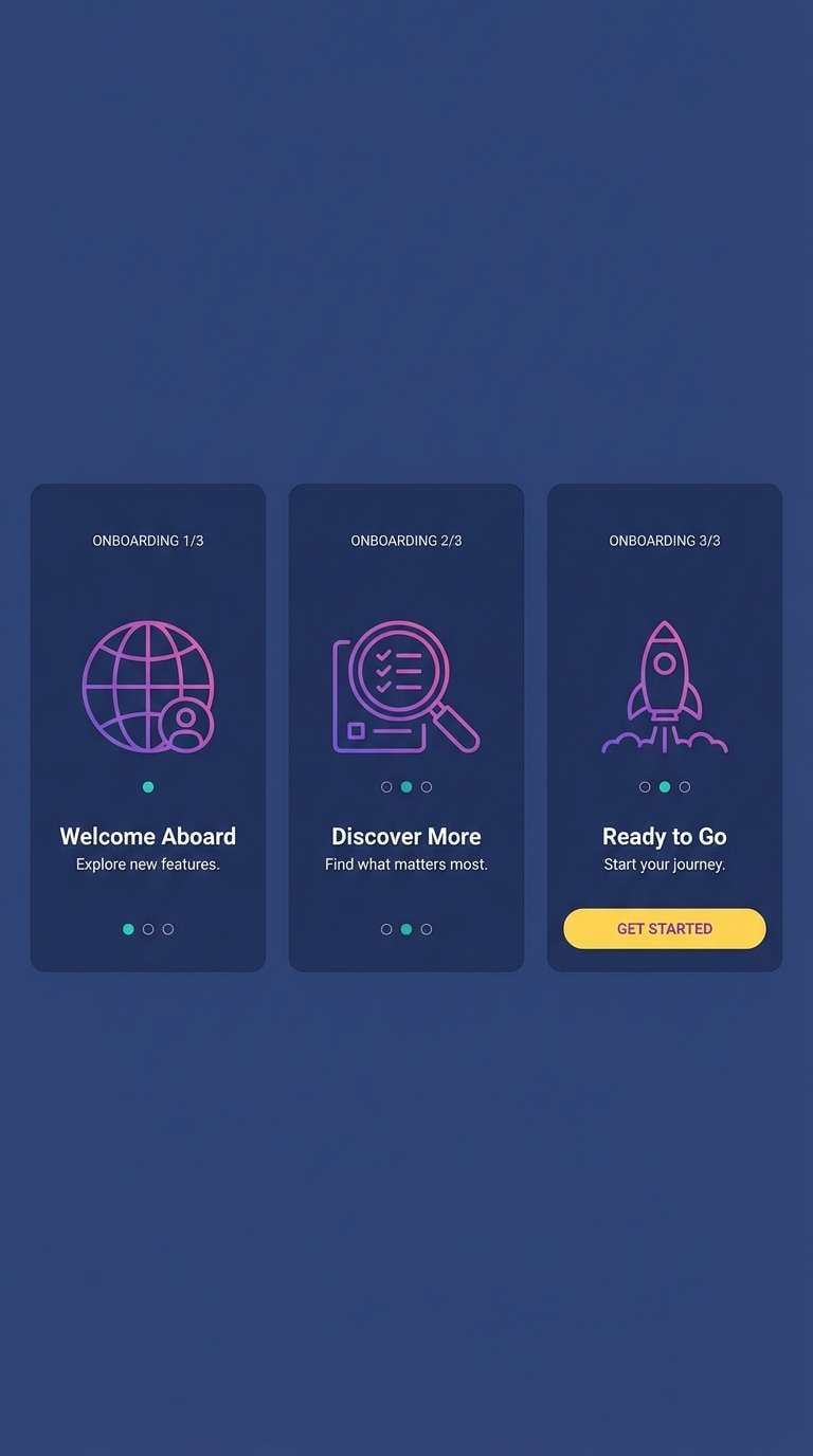 app onboarding screen set
