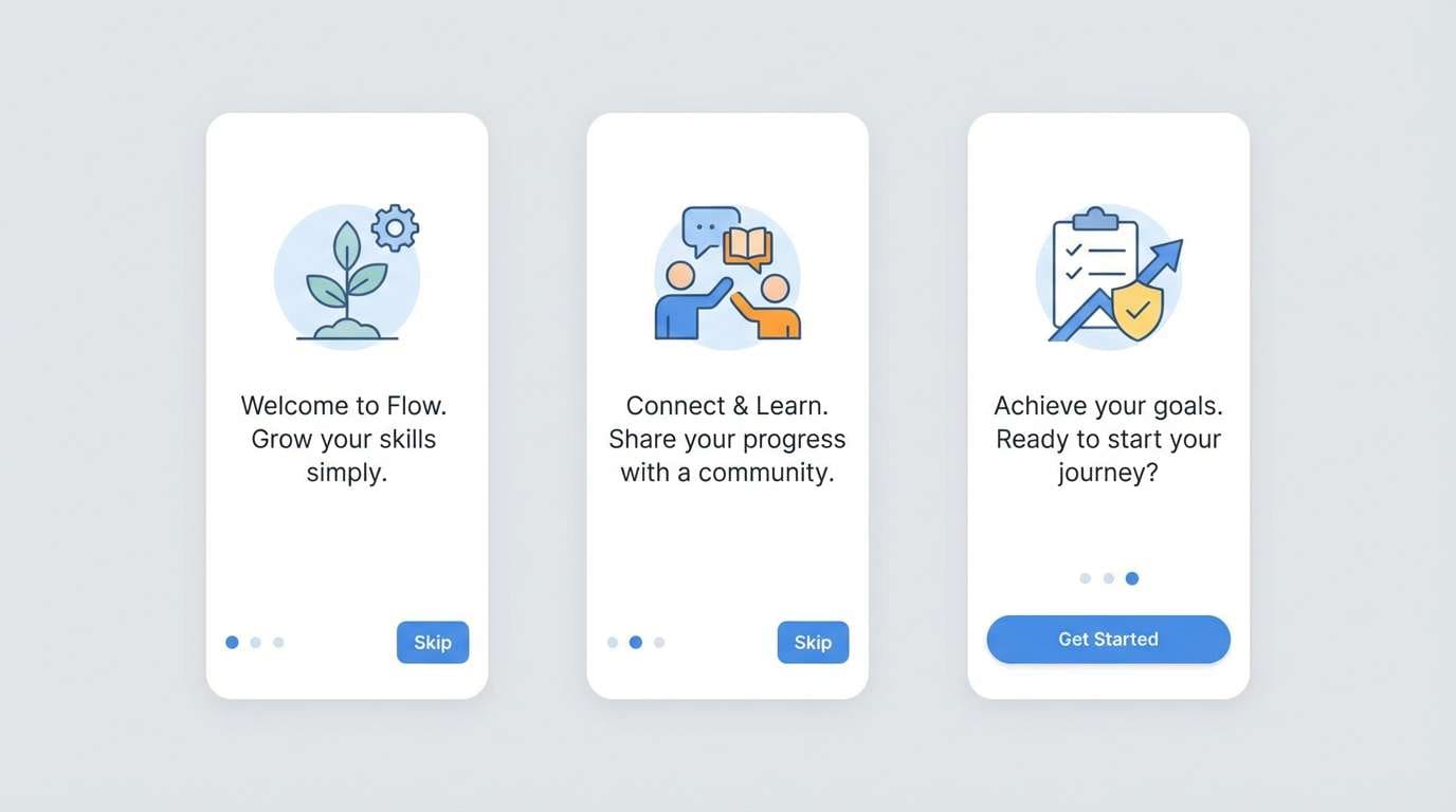 app onboarding screens ui