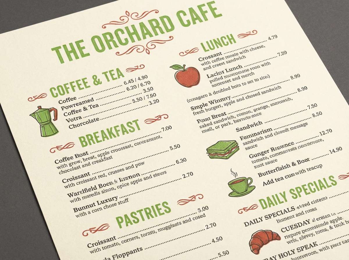 vintage cafe menu in green