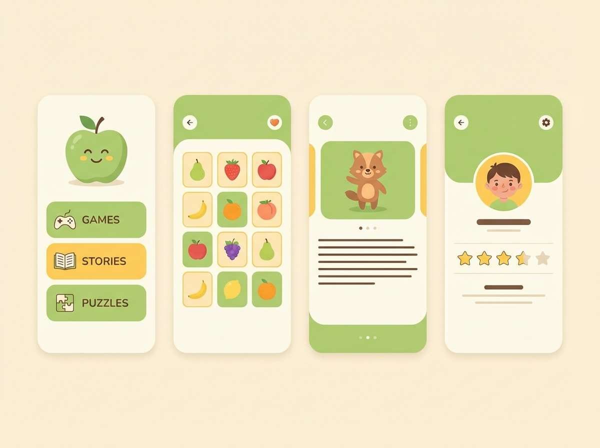 kids app ui in green