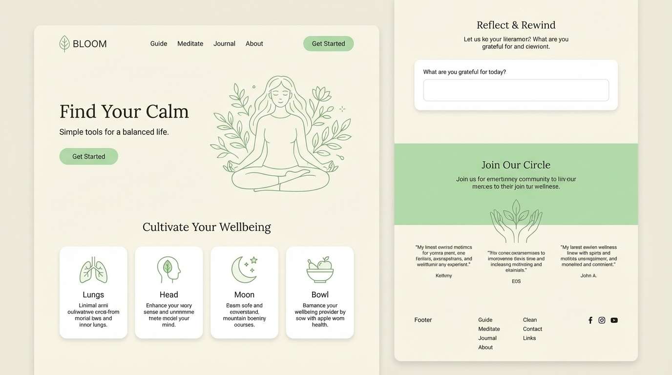 wellness landing page in green