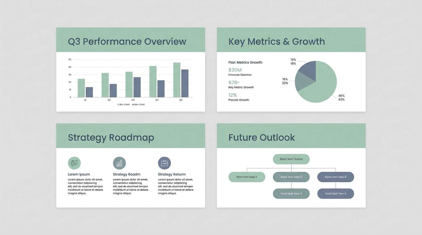 presentation slides in soft green