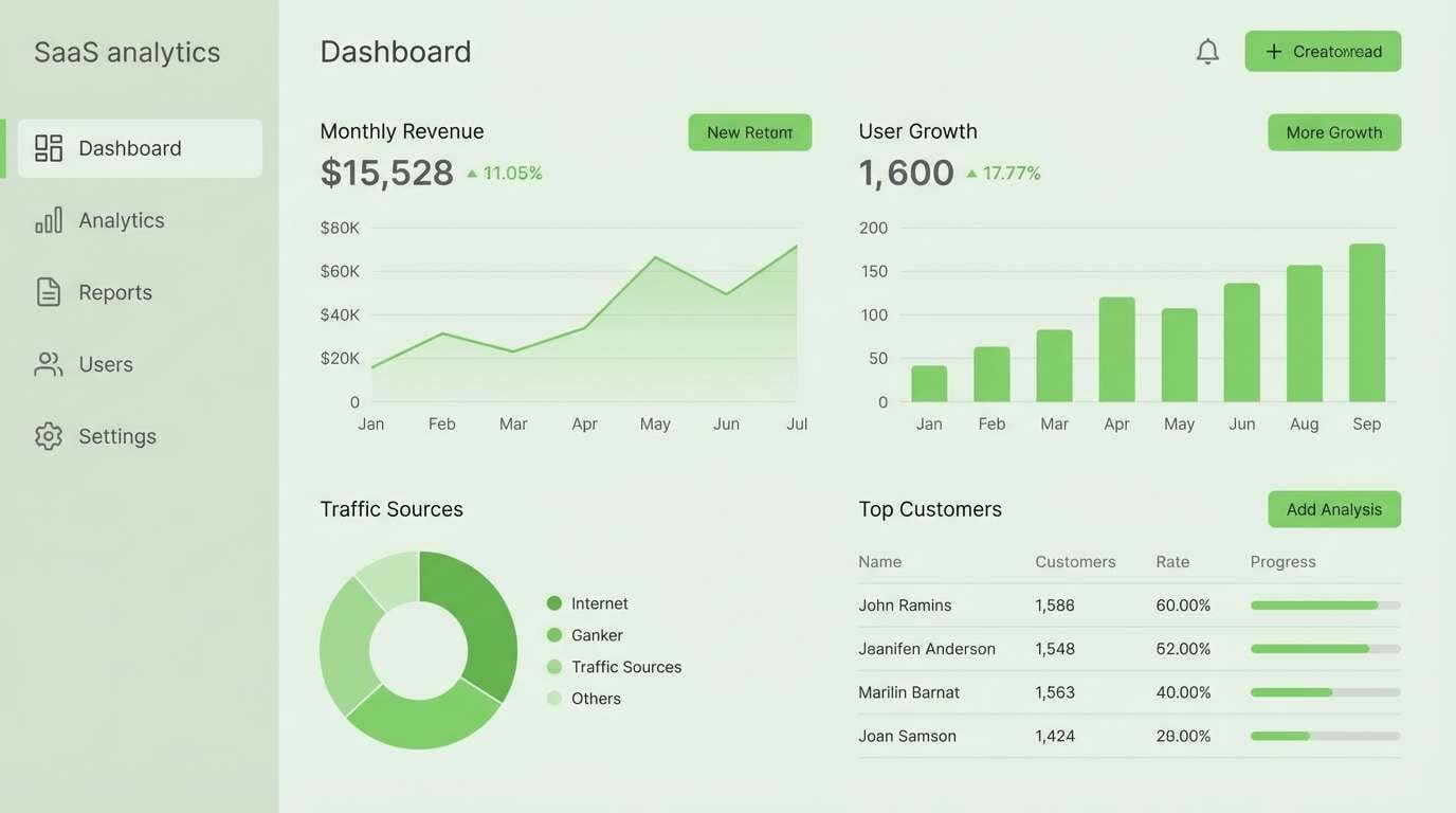 analytics dashboard with sage green