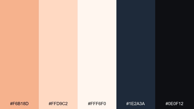 apricot and ink color palette with hex codes