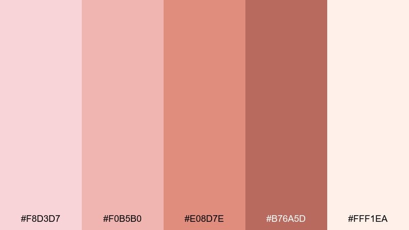 apricot blush rose blush color palette with hex codes