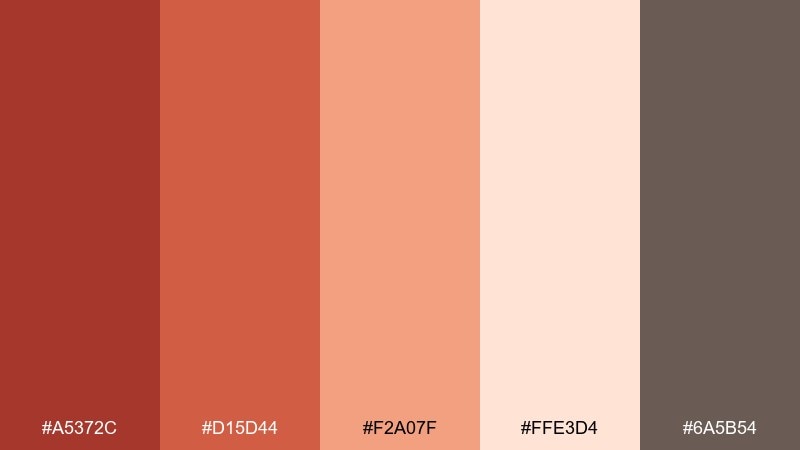 apricot brick ruddy color palette with hex codes