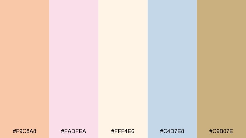 apricot cherub rococo color palette with hex codes
