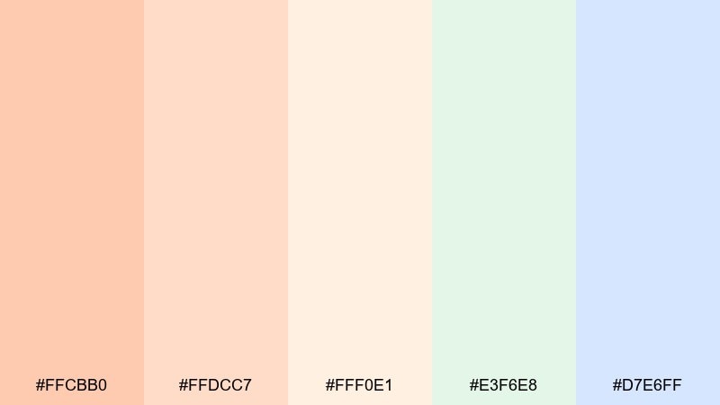 apricot cloud pastel color palette with hex codes