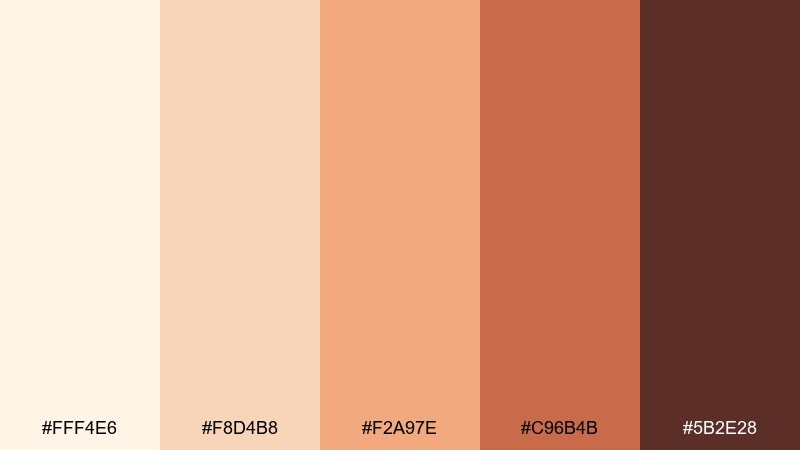 apricot comet cosmic latte color palette with hex codes