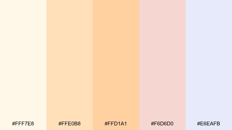 apricot cream light color palette with hex codes