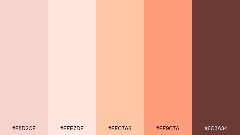 apricot fizz champagne pink color palette with hex codes