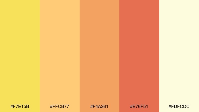 apricot glow banana yellow color palette with hex codes