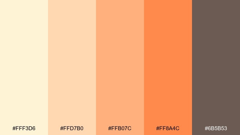 apricot glow color palette with hex codes