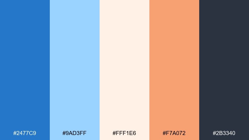 apricot harbor cerulean blue color palette with hex codes